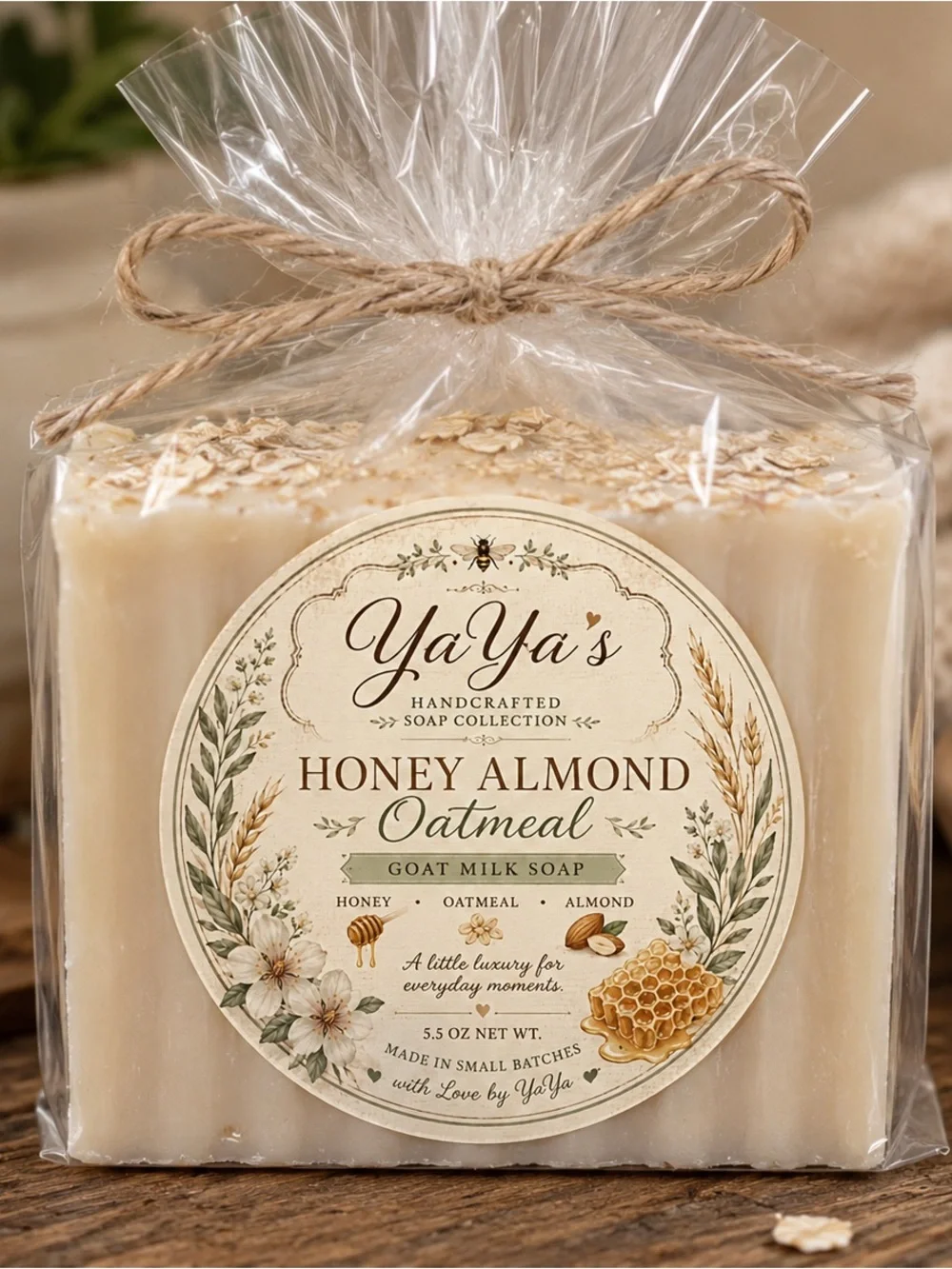 Almond Oatmeal & Honey Natural Soap Bar — Cream